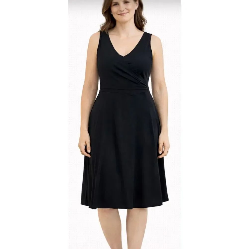 Anthropologie Odille black jersey faux wrap dress xs